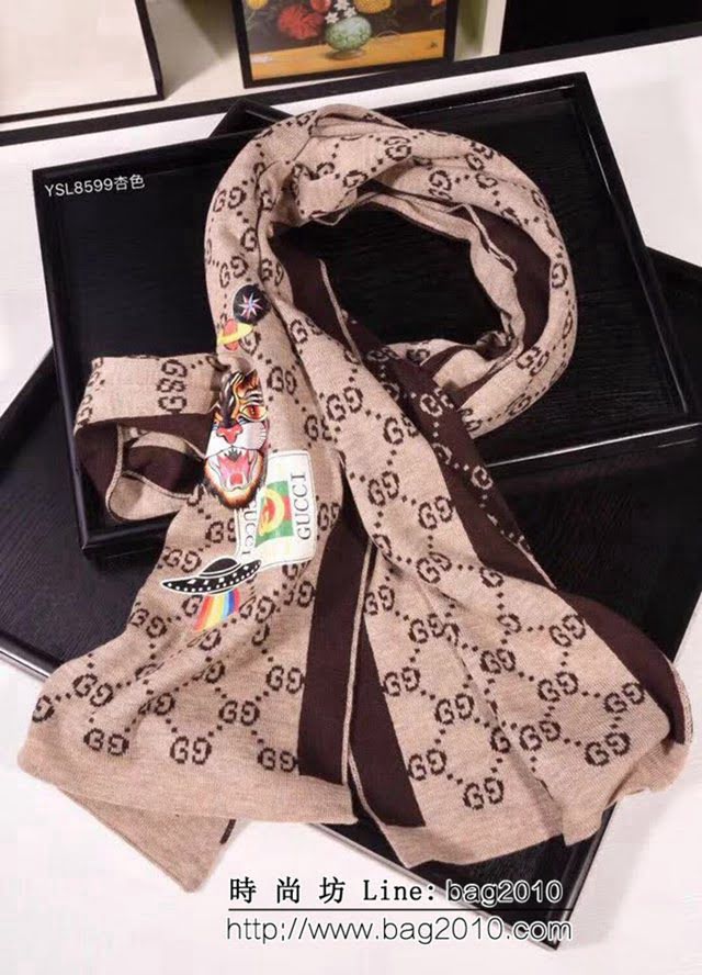 GUCCI古馳頂級原單 專櫃限量百搭款羊絨圍巾 男女同款 YSL8559 LLWJ6529